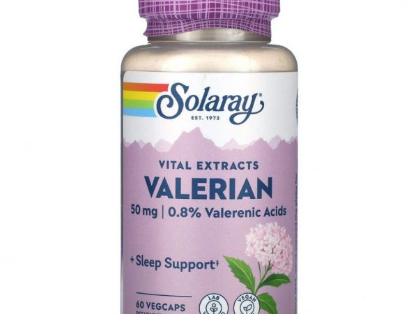 Solaray, Vital Extracts, валериана, 50 мг, 60 растительных капсул