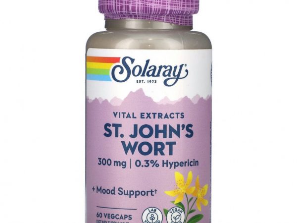 Solaray, Vital Extracts, зверобой, 300 мг, 60 растительных капсул