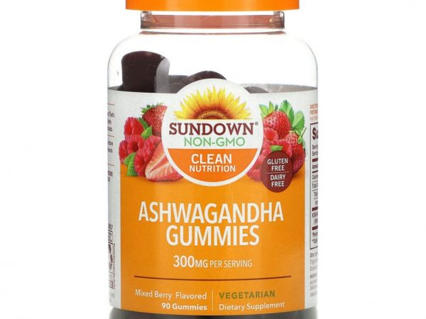 Sundown Naturals, Ашваганда, жевательные мармеладки, со вкусом ягод, 150 мг, 90 жевательных таблеток