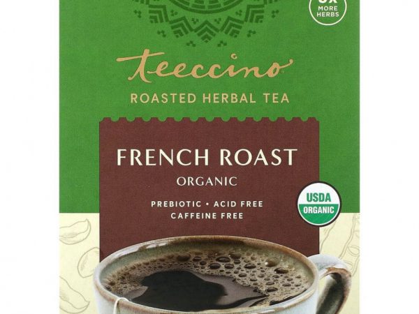 Teeccino, Органический обжаренный травяной чай, французская обжарка, без кофеина, 10 чайных пакетиков, 60 г (2,12 унции)