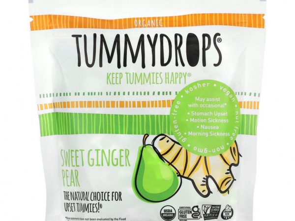 Tummydrops, Леденцы для живота, со сладким имбирем и грушей, 33 пастилки