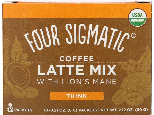 Four Sigmatic, Think, смесь кофе латте с ежовиком гребенчатым, 10 пакетиков по 6 г (0,21 унции)