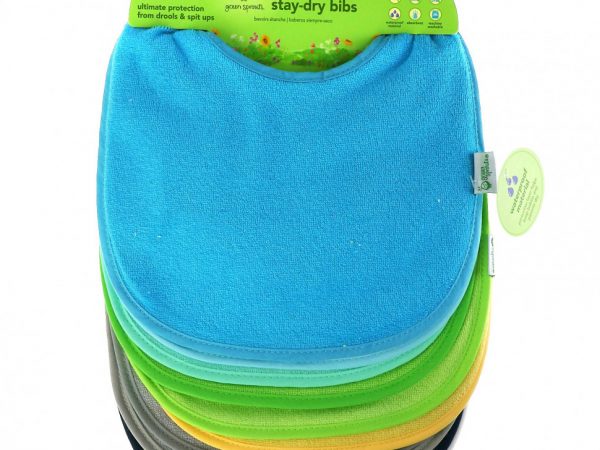 Green Sprouts, Stay-dry Infant Bibs, 3-12 Months, Aqua, 10 Pack