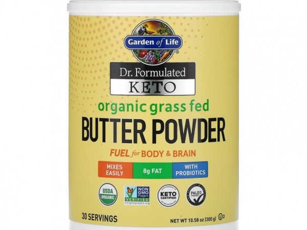 Garden of Life, Dr. Formulated Keto, порошок из органического сливочного масла из молока коров травяного откорма, 300 г (10,58 унции)