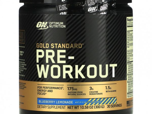 Optimum Nutrition, Gold Standard Pre-Workout, со вкусом голубики и лимонада, 300 г (10,58 унции)