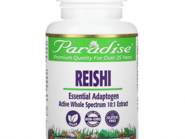 Paradise Herbs, Рейши, красный гриб линчжи, 60 вегетарианских капсул