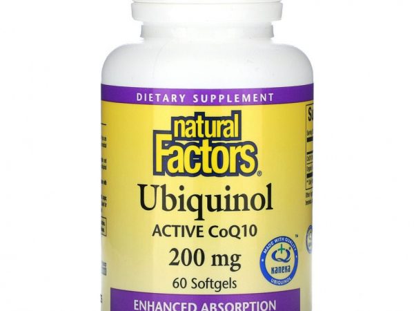 Natural Factors, Убихинол, 200 мг, 60 мягких таблеток