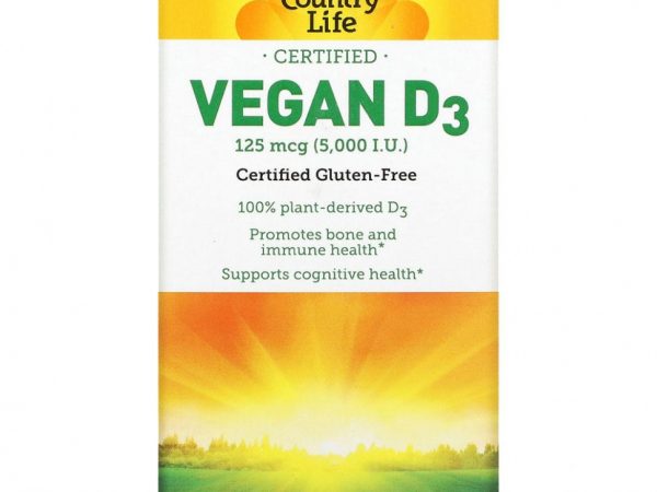 Country Life, Vegan D3, 125 mcg (5,000 IU), 60 Vegan Softgels