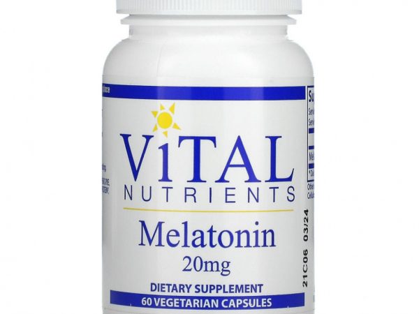 Vital Nutrients, Мелатонин, 20 мг, 60 вегетарианских капсул