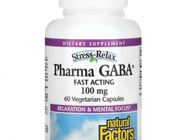 Natural Factors, Stress Relax, Pharma GABA, 100 мг, 60 вегетарианских капсул