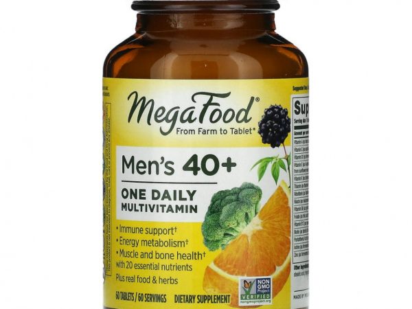 MegaFood, мультивитамины для мужчин старше 40 лет, для приема один раз в день, 60 таблеток