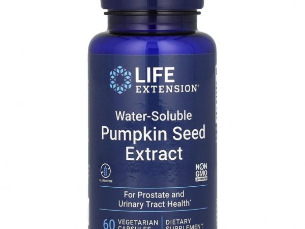Life Extension, водорастворимый экстракт семян тыквы, 60 вегетарианских капсул