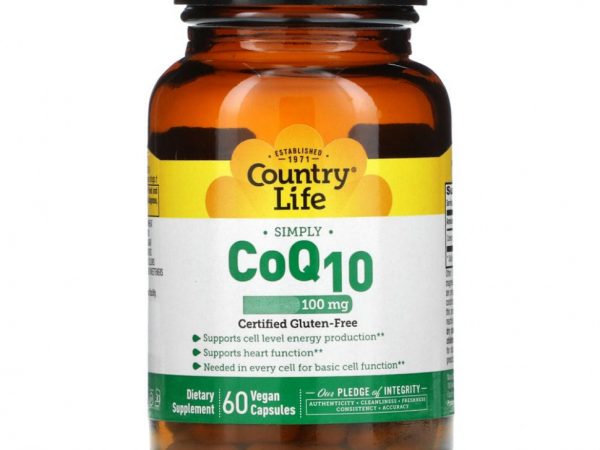 Country Life, CoQ10, коэнзим Q10, 100 мг, 60 веганских капсул