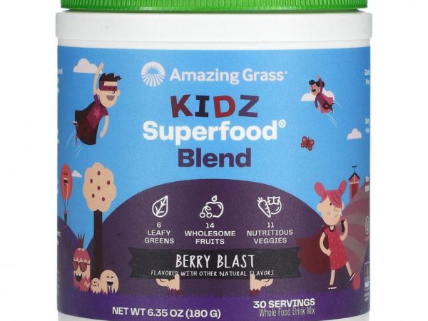Amazing Grass, Детская суперпища, ягодный взрыв, 180 г