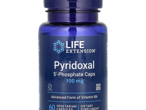 Life Extension, пиридоксаль 5'-фосфат в капсулах, 100 мг, 60 вегетарианских капсул