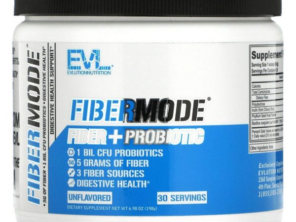 EVLution Nutrition, FiberMode, клетчатка и пробиотик, без добавок, 198 г (6,98 унции)