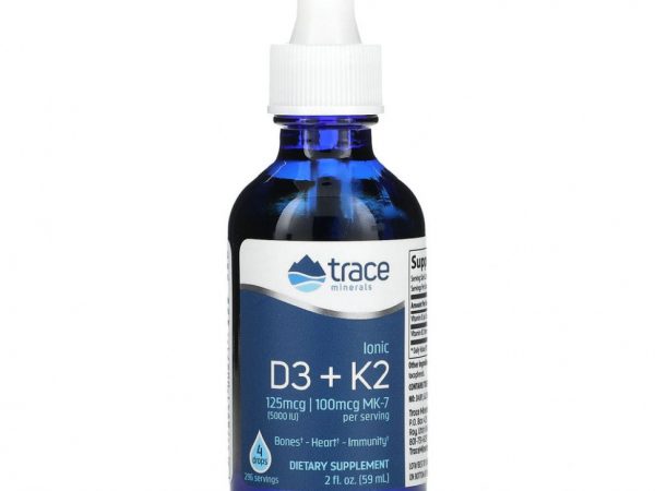 Trace Minerals ®, Ионные D3 + K2`` 59 мл (2 жидк. Унции)