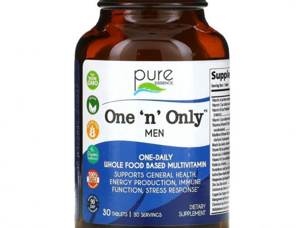 Pure Essence, One 'n' Only Men, цельнопищевые мультивитамины, 30 таблеток