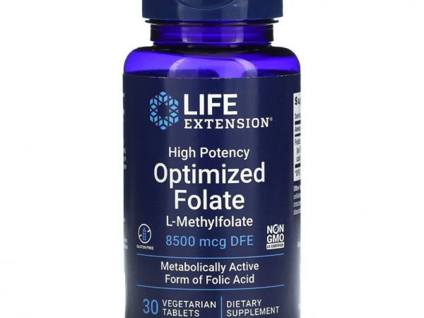 Life Extension, оптимизированный высокоэффективный фолат, 8500 мг пищевого фолатного эквивалента, 30 вегетарианских таблеток