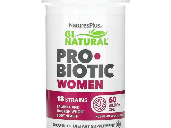 NaturesPlus, пробиотик для женщин GI Natural, 60 млрд. КОЕ, 30 капсул