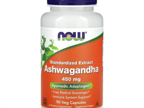 NOW Foods, ашваганда, стандартизованный экстракт, 450 мг, 90 растительных капсул