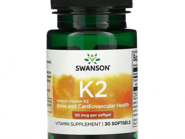 Swanson, Natural Vitamin K2, Bone and Cardiovascular, 50 mcg, 30 Softgels