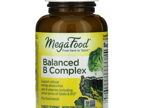 MegaFood, Сбалансированный комплекс витаминов В (Balanced B Complex), 30 таблеток