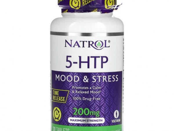 Natrol, 5-HTP, медленное высвобождение, максимальная сила, 200 мг, 30 таблеток