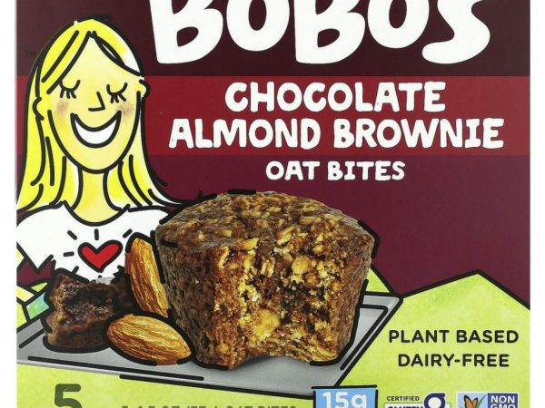 Bobo's Oat Bars, Овсяные кусочки с шоколадом и миндалем, 5 кусочков по 37 г (1,3 унции)