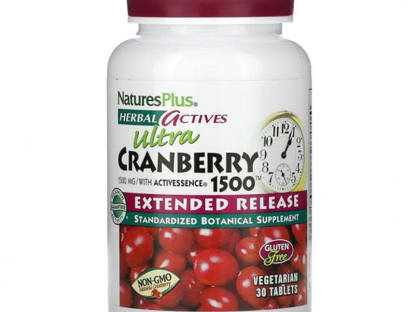 NaturesPlus, Herbal Actives, Ultra Cranberry 1500, 1500 мкг, 30 таблеток