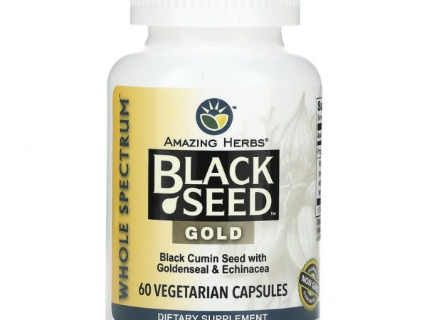 Amazing Herbs, Black Seed, золото, 60 вегетарианских капсул