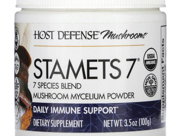 Fungi Perfecti, Stamets 7, порошок из грибного мицелия, добавка для ежедневного укрепления иммунитета, 100 г (3,5 унции)