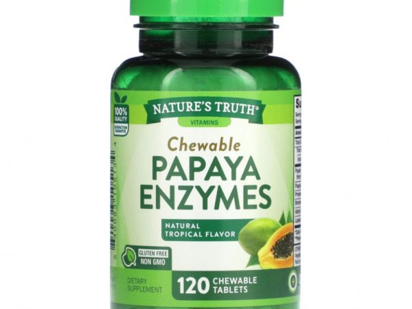 Nature's Truth, Жевательные ферменты папайи, натуральные тропические, 120 жевательных таблеток