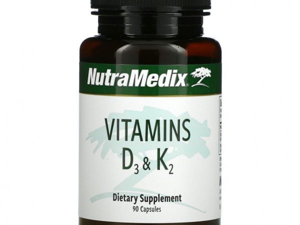 NutraMedix, витамины D3 и K2, 90 капсул