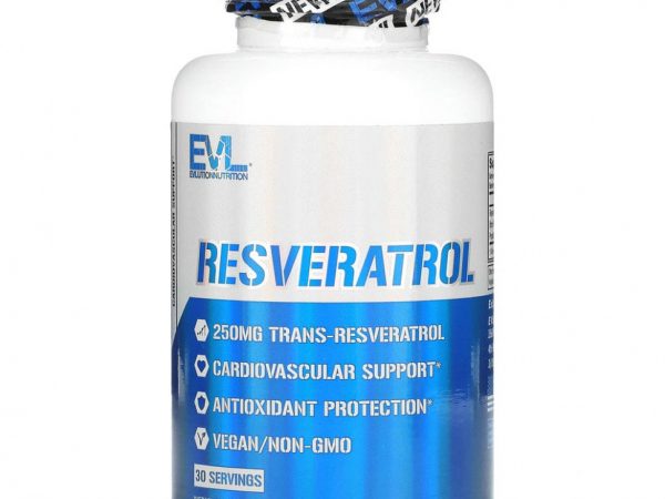 EVLution Nutrition, ресвератрол, 250 мг, 60 растительных капсул