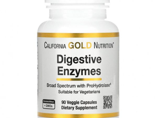 California Gold Nutrition, пищеварительные ферменты, широкого спектра, 90 растительных капсул