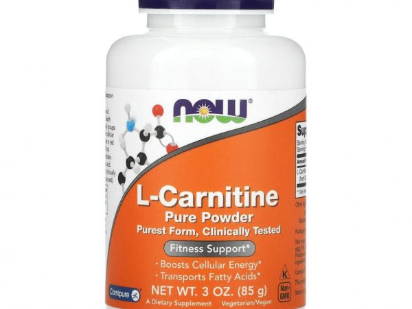 NOW Foods, L-карнитин, чистый порошок, 85 г (3 унции)