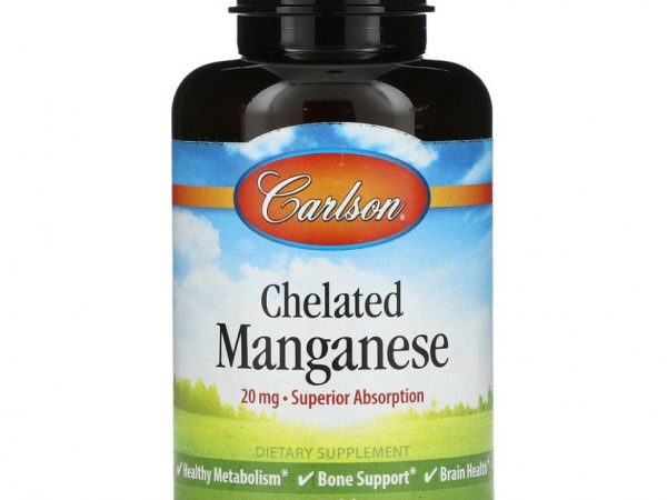 Carlson Labs, марганец в хелатной форме, 20 мг, 250 таблеток