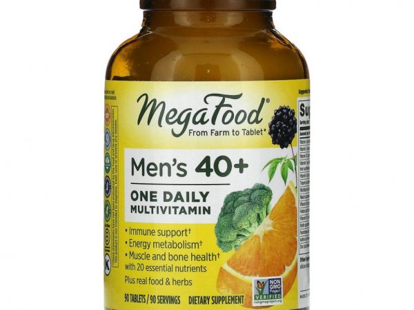 MegaFood, Men Over 40, мультивитамины для мужчин старше 40 лет, для приема один раз в день, 90 таблеток