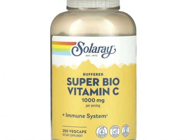 Solaray, Super Bio Vitamin C, витамин C медленного высвобождения, 250 вегетарианских капсул