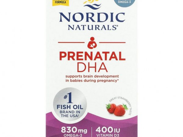 Nordic Naturals, Докозагексановая кислота для беременных, Клубника, 500 мг, 90 капсул