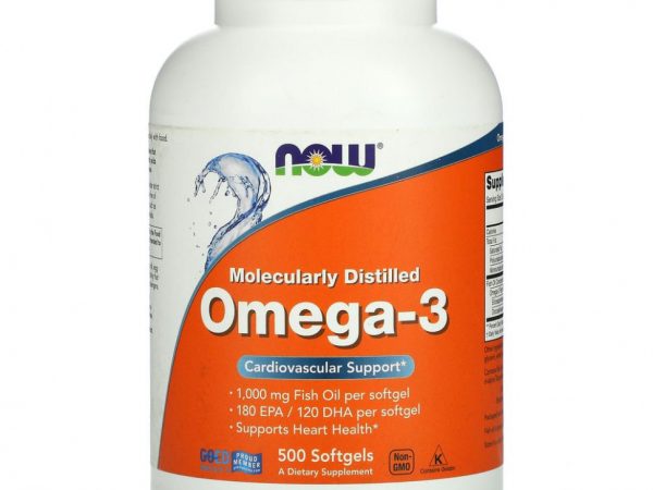 NOW Foods, жирные кислоты омега-3, 180 ЭПК / 120 ДГК, 500 капсул