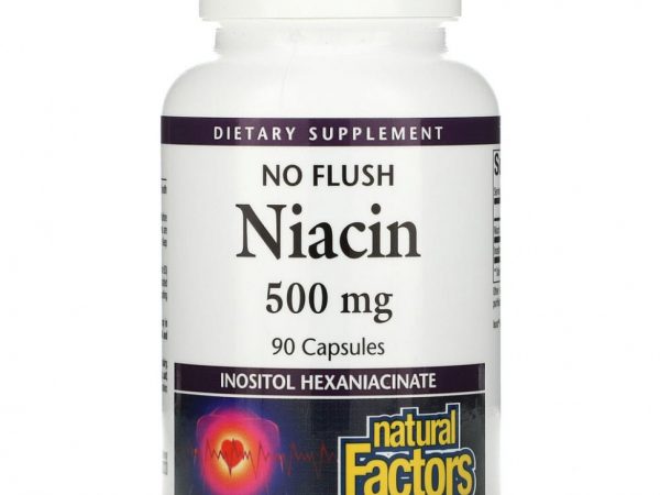 Natural Factors, ниацин без приливов, 500 мг, 90 капсул