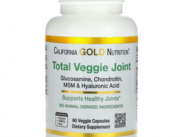 California Gold Nutrition, Растительная добавка для здоровья суставов, глюкозамин, хондроитин, МСМ и гиалуроновая кислота для вегетарианцев, 90 растительных капсул