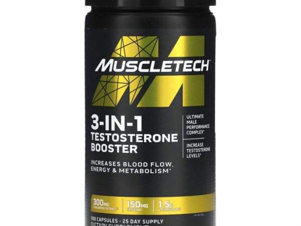 MuscleTech, Бустер тестостерона 3 в 1, 100 капсул