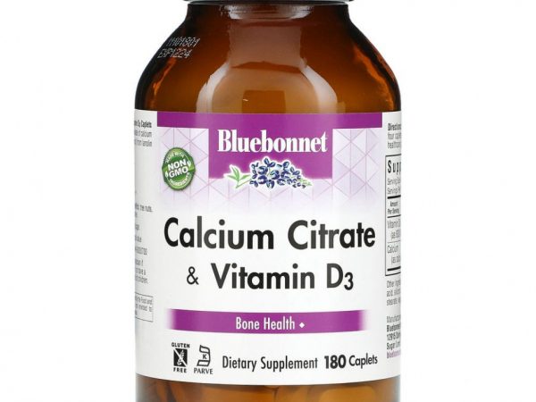 Bluebonnet Nutrition, цитрат кальция и витамин D3, 180 капсул