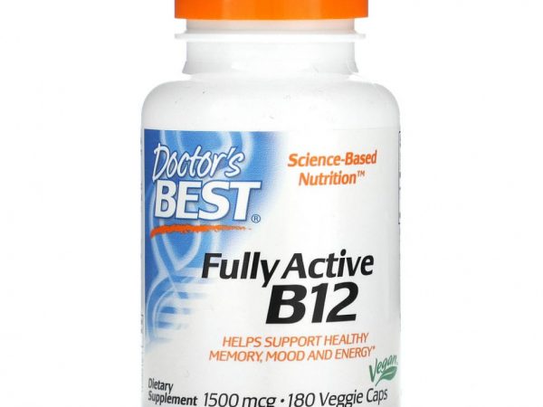 Doctor's Best, активный витамин B12, 1500 мкг, 180 вегетарианских капсул