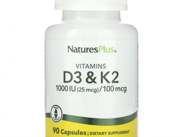 NaturesPlus, витамин D3 и витамин K2, 90 капсул