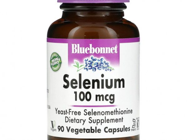 Bluebonnet Nutrition, селен, 100 мкг, 90 вегетарианских капсул