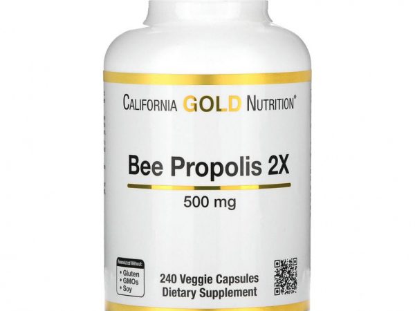 California Gold Nutrition, пчелиный прополис 2X, концентрированный экстракт, 500 мг, 240 растительных капсул